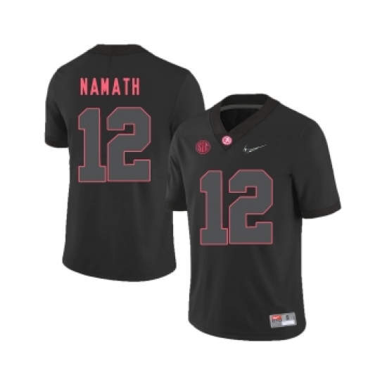 Alabama Crimson Tide 12 Joe Namath Black With Diamond Logo College Football Jersey - Ujersey