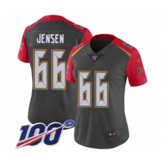 Women's Tampa Bay Buccaneers #66 Ryan Jensen Limited Gray Inverted Legend 100th Season Football Jersey - Ujersey