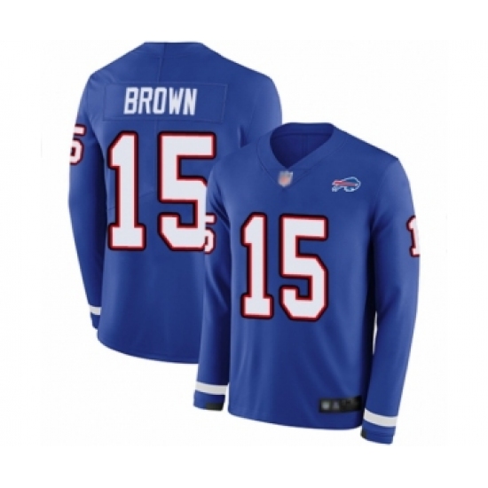 Youth Buffalo Bills #15 John Brown Limited Royal Blue Therma Long Sleeve Football Jersey - Ujersey