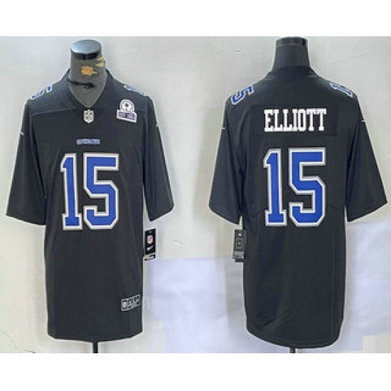 Men's Dallas Cowboys #15 Ezekiel Elliott Black Throwback With 1960 Vapor Limited Stitched Jersey - Ujersey