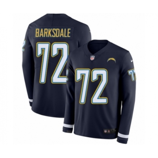 Men's Nike Los Angeles Chargers #72 Joe Barksdale Limited Navy Blue Therma Long Sleeve NFL Jersey - Ujersey