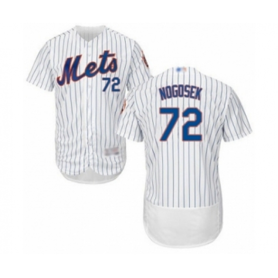 Men's New York Mets #72 Stephen Nogosek White Home Flex Base Authentic Collection Baseball Player Jersey - Ujersey