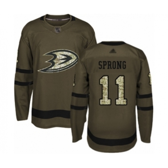Men's Anaheim Ducks #11 Daniel Sprong Authentic Green Salute to Service Hockey Jersey - Ujersey