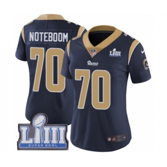 Women's Nike Los Angeles Rams #70 Joseph Noteboom Navy Blue Team Color Vapor Untouchable Limited Player Super Bowl LIII Bound NFL Jersey - Ujersey
