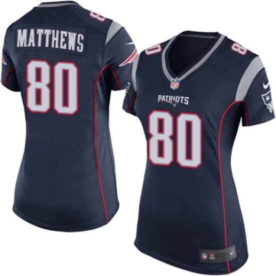 Women's Nike New England Patriots #80 Jordan Matthews Game Navy Blue Team Color NFL Jersey - Ujersey