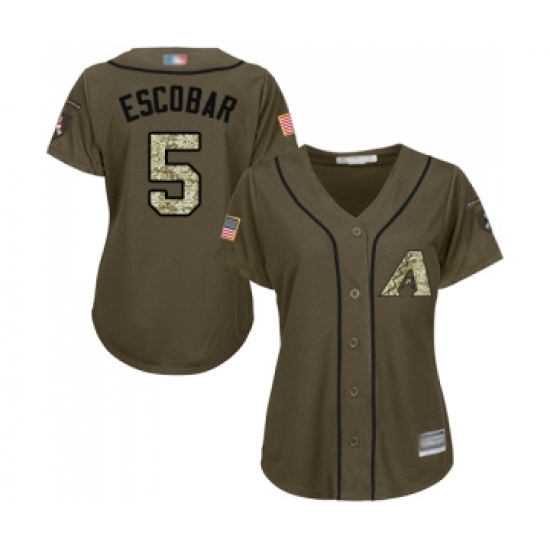 Women's Arizona Diamondbacks #5 Eduardo Escobar Authentic Green Salute to Service Baseball Jersey - Ujersey