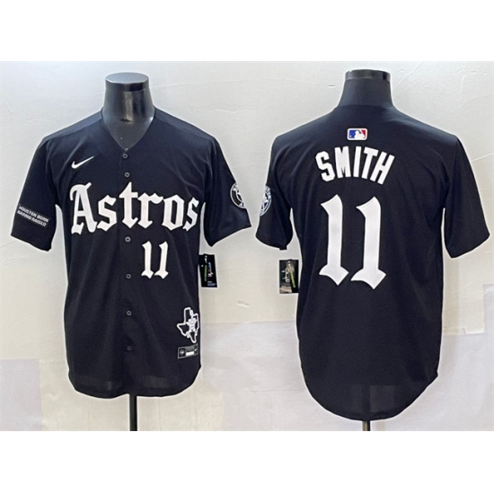 Men's Houston Astros #11 Cam Smith Black Gothic 'Houston Born Barrio Raised' Limited Stitched Baseball Jersey - Ujersey