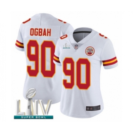 Women's Kansas City Chiefs #90 Emmanuel Ogbah White Vapor Untouchable Limited Player Super Bowl LIV Bound Football Jersey - Ujersey