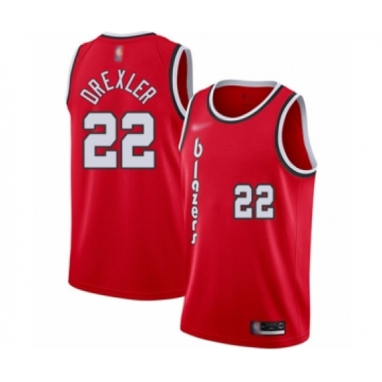 Men's Portland Trail Blazers #22 Clyde Drexler Authentic Red Hardwood Classics Basketball Jersey - Ujersey