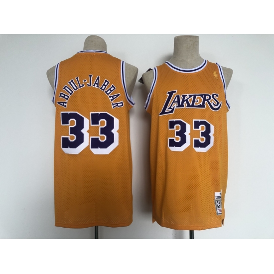 Men's Los Angeles Lakers #33 Kareem Abdul-Jabbar Yellow Throwback Basketball Jersey - Ujersey