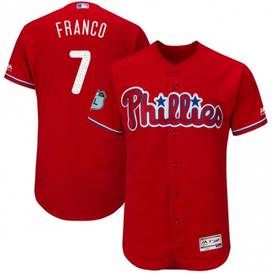 Men's Majestic Philadelphia Phillies #7 Maikel Franco Scarlet 2017 Spring Training Authentic Flex Base Collection MLB Jersey - Ujersey