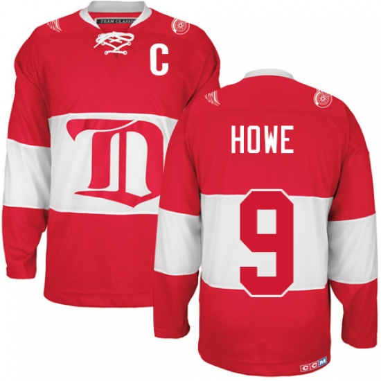 Men's CCM Detroit Red Wings #9 Gordie Howe Authentic Red Winter Classic Throwback NHL Jersey - Ujersey