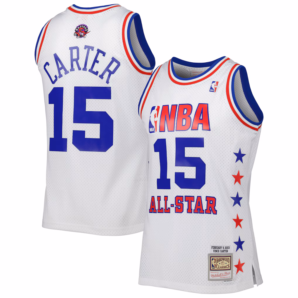 Men's Eastern Conference Vince Carter Mitchell & Ness White 2003 All Star Game Swingman Jersey - Ujersey Shop
