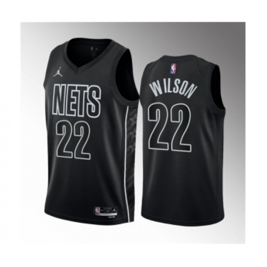 Men's Brooklyn Nets #22 Jalen Wilson Black 2023 Draft Statement Edition Stitched Basketball Jersey - Ujersey