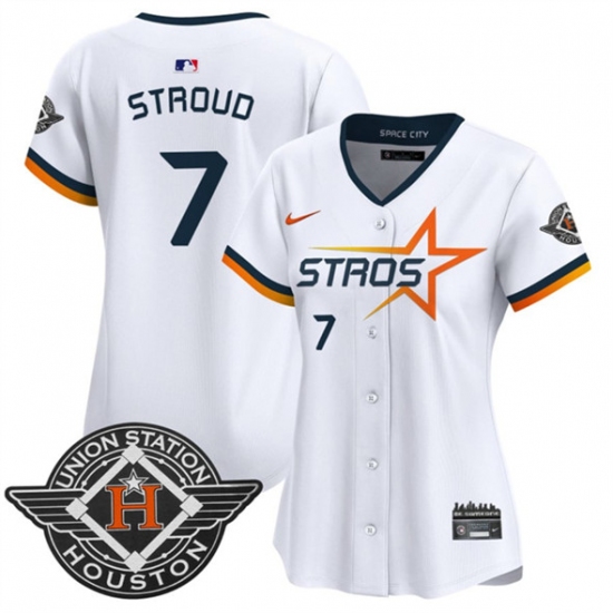 Women's Houston Astros #7 C.J. Stroud White 2025 City Connect Limited Stitched Baseball Jersey(Run Small) - Ujersey