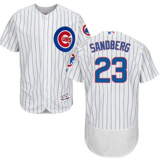 Men's Majestic Chicago Cubs #23 Ryne Sandberg White Home Flex Base Authentic Collection MLB Jersey - Ujersey