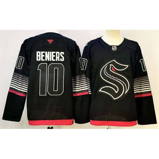 Men's Seattle Kraken #10 Matty Beniers Black 2026 Alternate Stitched Hockey Jersey - Ujersey