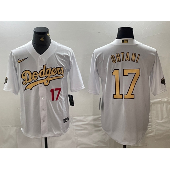 Men's Los Angeles Dodgers #17 Shohei Ohtani Number White 2022 All Star Stitched Cool Base Nike Jersey - Ujersey