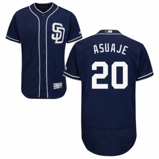 Men's Majestic San Diego Padres #20 Carlos Asuaje Navy Blue Alternate Flex Base Authentic Collection MLB Jersey - Ujersey