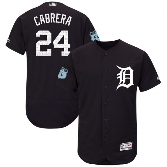 Men's Majestic Detroit Tigers #24 Miguel Cabrera Navy Blue 2017 Spring Training Authentic Collection Flex Base MLB Jersey - Ujersey