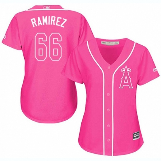 Women's Majestic Los Angeles Angels of Anaheim #66 J. C. Ramirez Replica Pink Fashion MLB Jersey - Ujersey