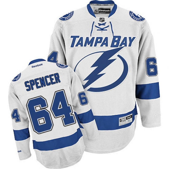 Women's Reebok Tampa Bay Lightning #64 Matthew Spencer Authentic White Away NHL Jersey - Ujersey