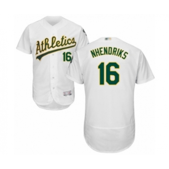 Men's Oakland Athletics #16 Liam Hendriks White Home Flex Base Authentic Collection Baseball Jersey - Ujersey