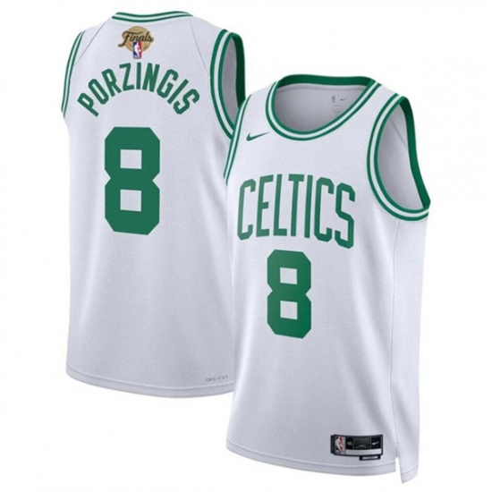 Men's Boston Celtics #8 Kristaps Porzingis White 2024 Finals Association Edition Stitched Basketball Jersey - Ujersey