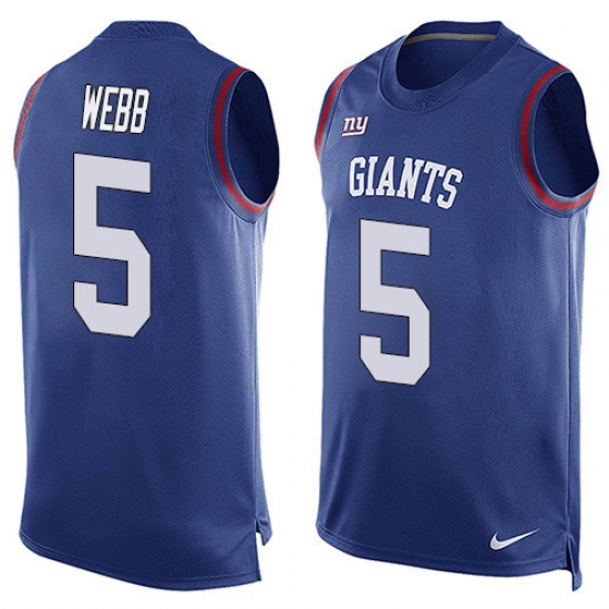 Men's Nike New York Giants #5 Davis Webb Limited Royal Blue Player Name & Number Tank Top NFL Jersey - Ujersey