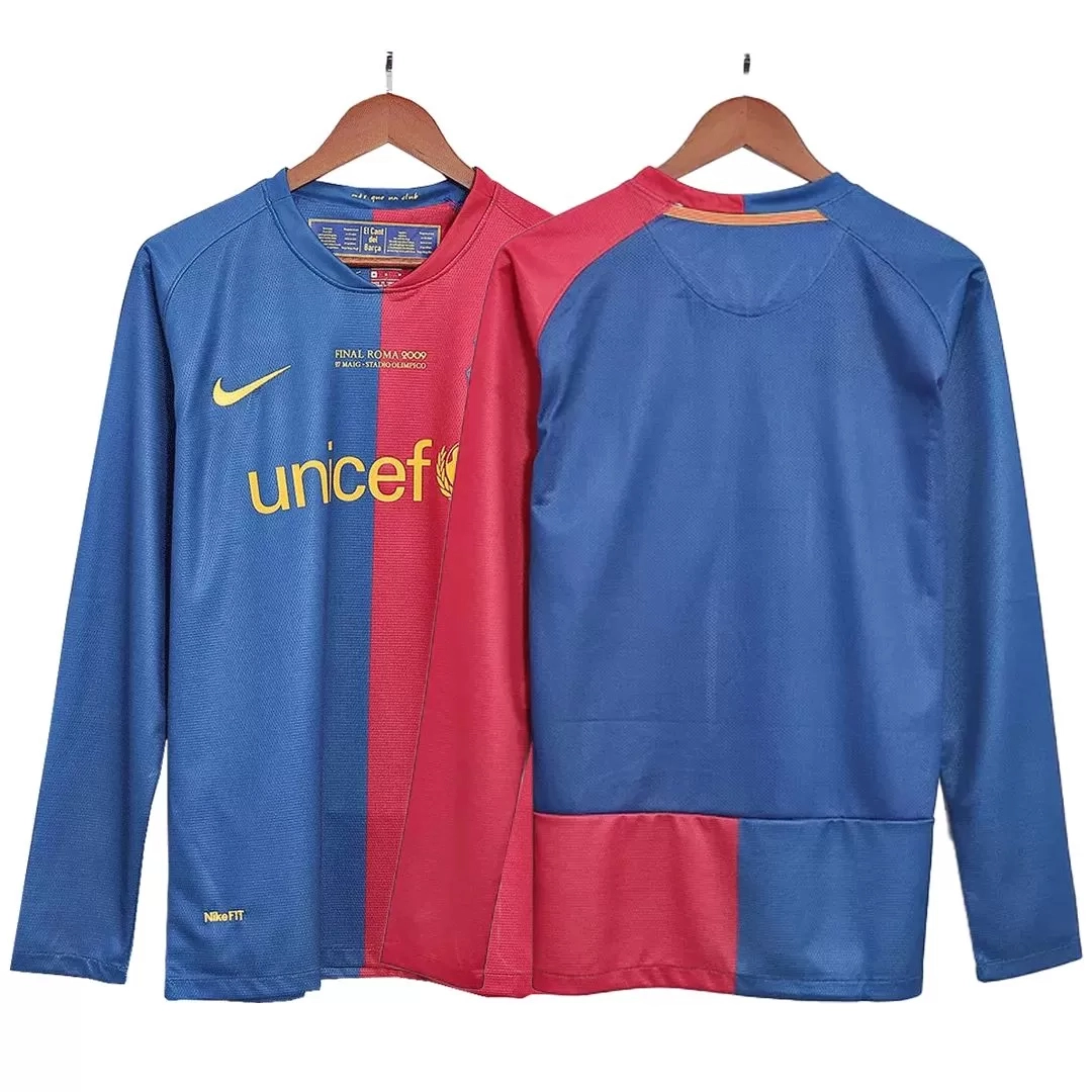 Barcelona Retro Jersey Home Soccer Shirt Long Sleeve 2008/09 - UCL - Ujersey NHL