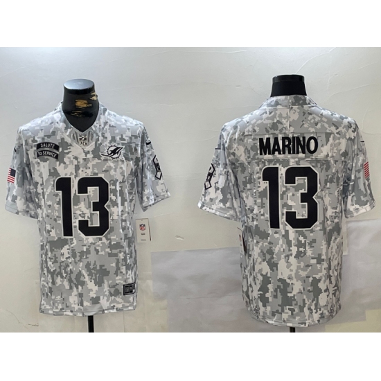 Men's Miami Dolphins #13 Dan Marino Arctic Camo 2024 FUSE Salute to Service Limited Stitched Jersey - Ujersey