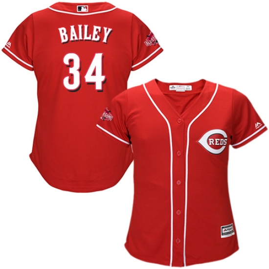 Women's Majestic Cincinnati Reds #34 Homer Bailey Authentic Red Alternate Cool Base MLB Jersey - Ujersey