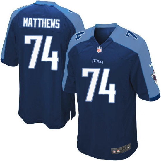 Men's Nike Tennessee Titans #74 Bruce Matthews Game Navy Blue Alternate NFL Jersey