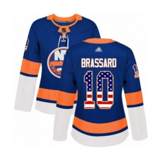 Women's New York Islanders #10 Derick Brassard Authentic Royal Blue USA Flag Fashion Hockey Jersey - Ujersey
