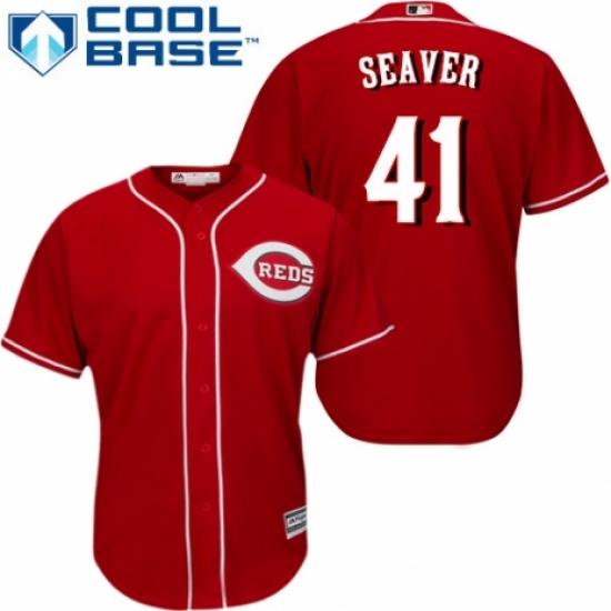 Youth Majestic Cincinnati Reds #41 Tom Seaver Replica Red Alternate Cool Base MLB Jersey