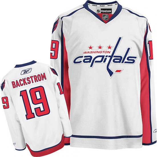 Youth Reebok Washington Capitals #19 Nicklas Backstrom Authentic White Away NHL Jersey - Ujersey