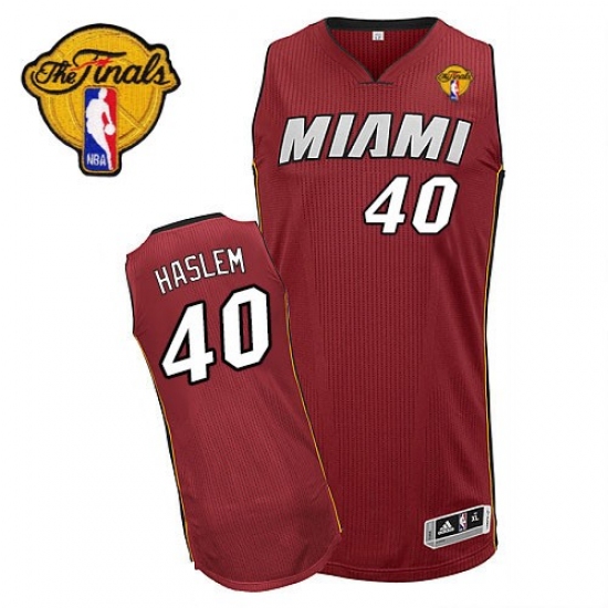 Men's Adidas Miami Heat #40 Udonis Haslem Authentic Red Alternate Finals Patch NBA Jersey - Ujersey