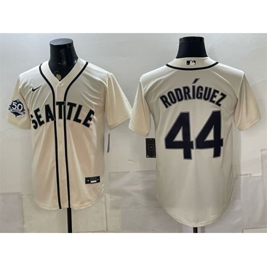 Men's Seattle Mariners #44 Julio Rodríguez Cream 50th Anniversary Alternate Stitched Baseball Jersey - Ujersey
