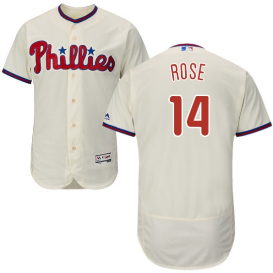 Men's Majestic Philadelphia Phillies #14 Pete Rose Cream Alternate Flex Base Authentic Collection MLB Jersey