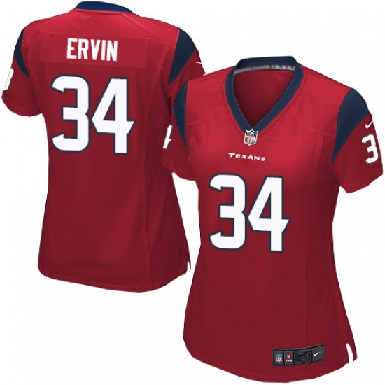 Women's Nike Houston Texans #34 Tyler Ervin Game Red Alternate NFL Jersey - Ujersey