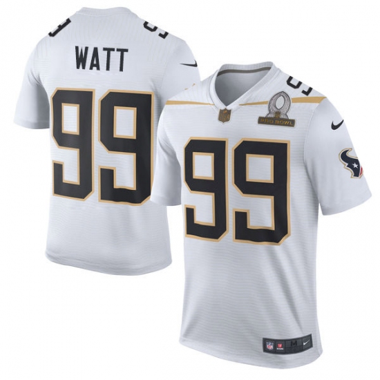 Men's Nike Houston Texans #99 J.J. Watt Elite White Team Rice 2016 Pro Bowl NFL Jersey - Ujersey