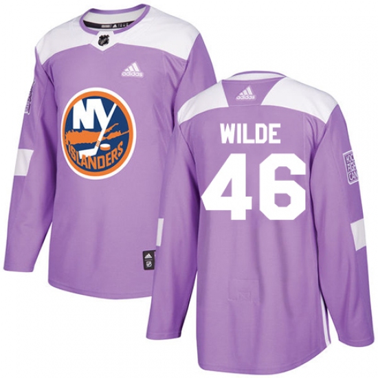 Men's Adidas New York Islanders #46 Bode Wilde Authentic Purple Fights Cancer Practice NHL Jersey - Ujersey