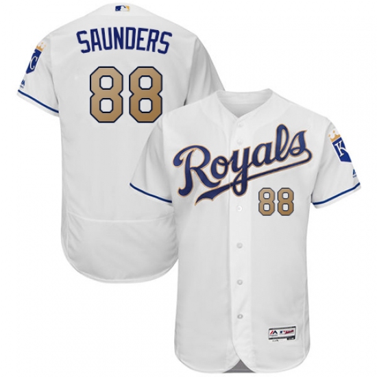 Men's Majestic Kansas City Royals #88 Michael Saunders White Flexbase Authentic Collection MLB Jersey - Ujersey