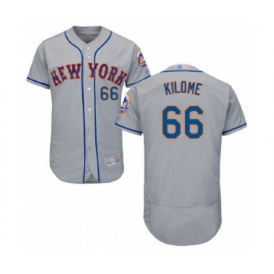 Men's New York Mets #66 Franklyn Kilome Grey Road Flex Base Authentic Collection Baseball Player Jersey - Ujersey