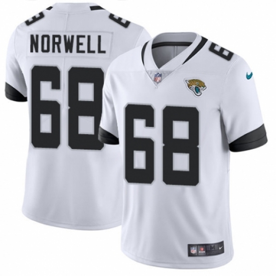 Men's Nike Jacksonville Jaguars #68 Andrew Norwell White Vapor Untouchable Limited Player NFL Jersey - Ujersey