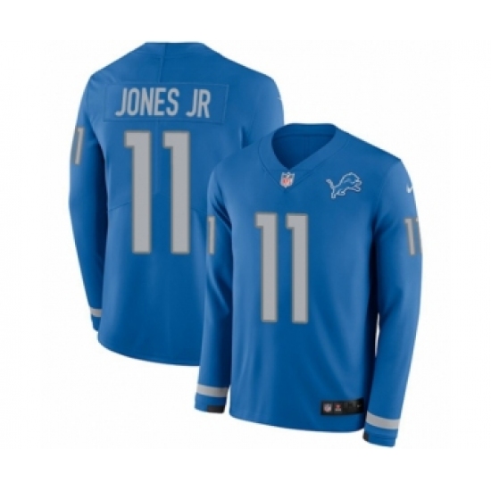 Youth Nike Detroit Lions #11 Marvin Jones Jr Limited Blue Therma Long Sleeve NFL Jersey - Ujersey