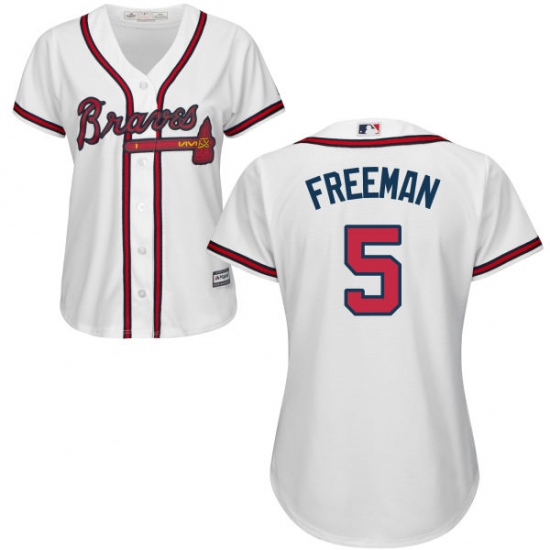 Women's Majestic Atlanta Braves #5 Freddie Freeman Replica White Home Cool Base MLB Jersey - Ujersey