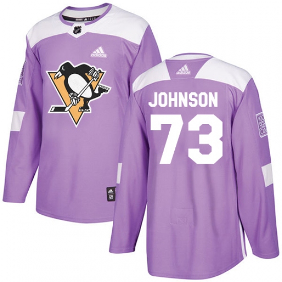 Men's Adidas Pittsburgh Penguins #73 Jack Johnson Authentic Purple Fights Cancer Practice NHL Jersey - Ujersey