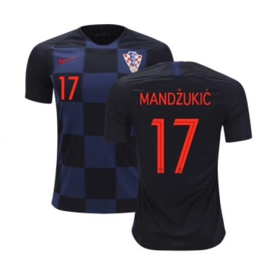 Croatia #17 Mandzukic Away Kid Soccer Country Jersey