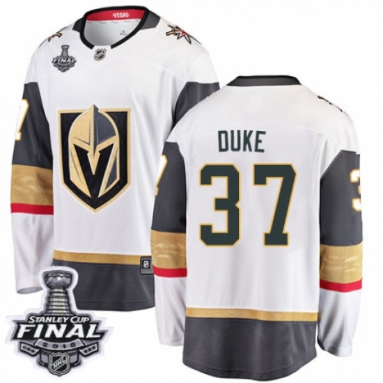 Youth Vegas Golden Knights #37 Reid Duke Authentic White Away Fanatics Branded Breakaway 2018 Stanley Cup Final NHL Jersey - Ujersey